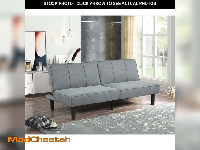 Lot 74-12789002 - Mainstays 66" Studio Futon, Gray Linen Upholstery - UNUSED