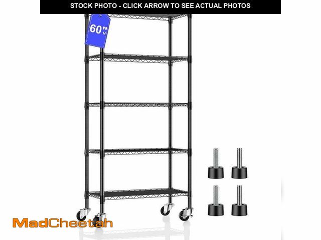 Lot 74-13045204 - 5 Tier Metal Wire Shelving with Wheels, Heavy Duty Adjustable Rolling Storage Shelves, 14"D x 30"W x...