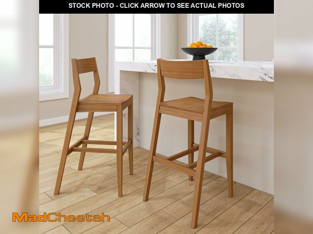 Lot 74-12785094 - Plank+Beam Modern Bar Height Chairs, 44 Inch, Set of 2 Solid Wood Dining Chairs for Home Bar, Kitche...