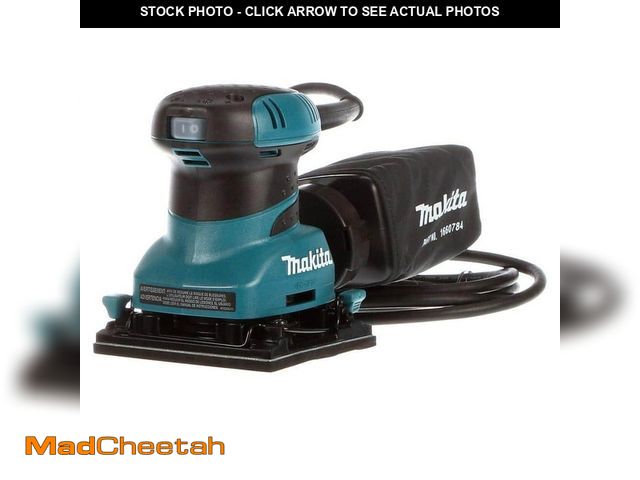 Lot 74-12663711 - (MISSING BAG) Makita 2 Amp Corded 1/4 Sheet Finishing Sander with 60G Paper, 100G Paper, 150G Paper,...