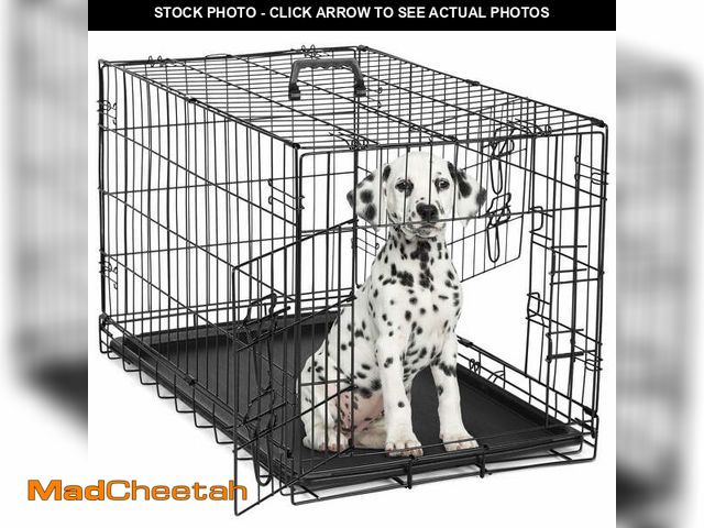 Lot 74-12887814 - CONCETTA 30-Inch Foldable Double-Door Dog Crate â Portable Kennel with Divider, Removable Leakproo...