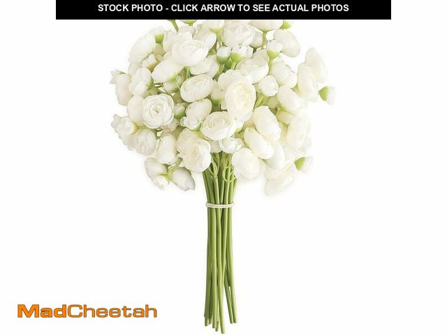 Lot 74-14147373 - Floroom Ranunculus Artificial Flowers 18 Pcs Ivory Faux Silk Mini Ranunculus Bulk Fake Wedding Fille...