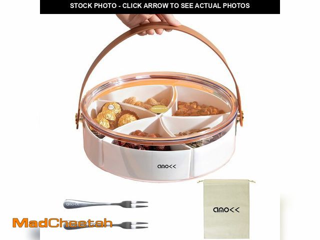 Lot 74-12698086 - amokk Divided Serving Tray with Lid and Handle Snackle Box Charcuterie Container Portable Snack Plat...