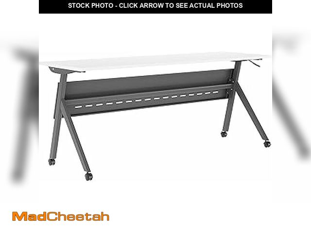 Lot 74-12568513 - Flash Furniture Davis 72 W X 24 D Foldable Training Room Table Laminate White Tabletop/Gray Frame - ...