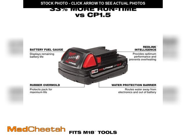 Lot 74-14083724 - Milwaukee M18 18-Volt 2.0 Ah Lithium-Ion Compact Battery - UNUSED