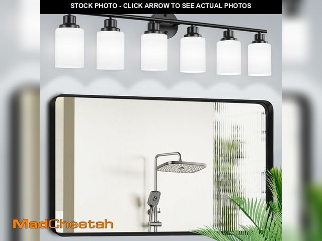 Lot 74-12737093 - Guliaofo 6-Light Bathroom Light Fixtures, Vanity Lights for Mirror with Textured Milky White Plastic...