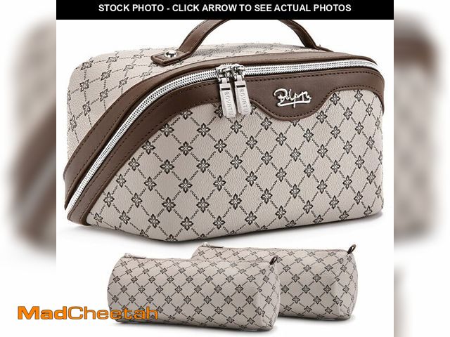 Lot 74-14206960 - BOYATU Travel Makeup Bag Cosmetic Bags for Women: 3 Pcs Set Large Capacity Make up Bag with Handle -...