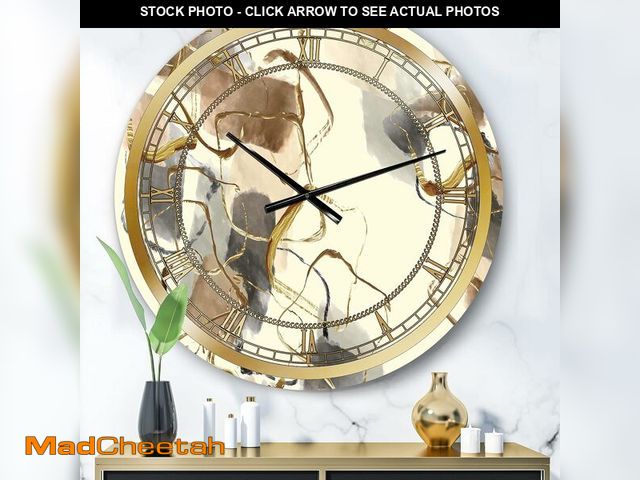 Lot 74-12803513 - DesignQ Glam Wall Clock 'Gold Glam Squares V' Abstract Large Wall Clock for Office Decor Metal wall ...