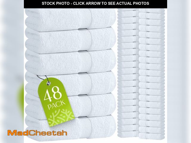Lot 74-13576339 - Wealuxe White Washcloths 48 Pack - 600 GSM 100% Ring-Spun Cotton Wash Cloths for Showering, Highly A...