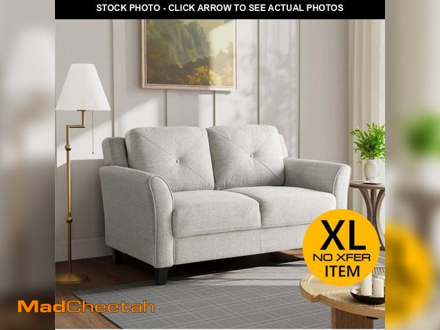 Lot 74-12746633 - Lifestyle Solutions Harvard 56.3 in. Beige Microfiber 2-Seater Loveseat with Flared Arms - UNUSED