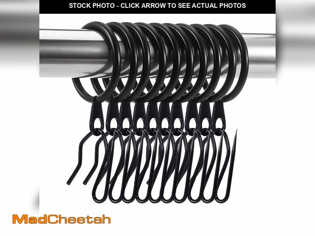 Lot 74-13713899 - DHYLRICHER 60 Pieces Metal Drapery Curtain Rings Curtain Hanging Rings and 60 Pieces Metal Curtain D...