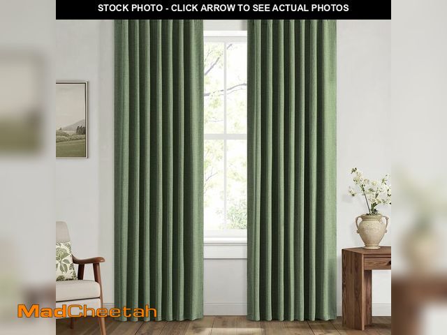 Lot 74-13546025 - MIULEE 100% Blackout Linen Curtains for Bedroom, Olive Green Solid Luxury Decor Thermal Insulation R...