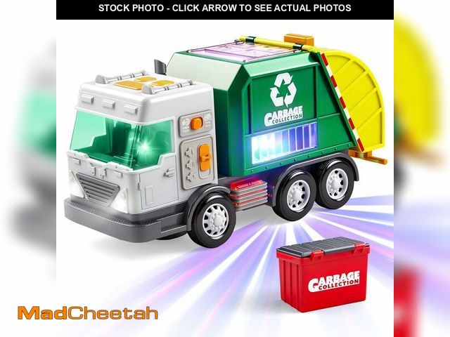 Lot 74-14273940 - Vroomix LED Garbage Truck Toy Set Includes Dumpster, Toy Truck with Mode Switch &amp; Volume Control...
