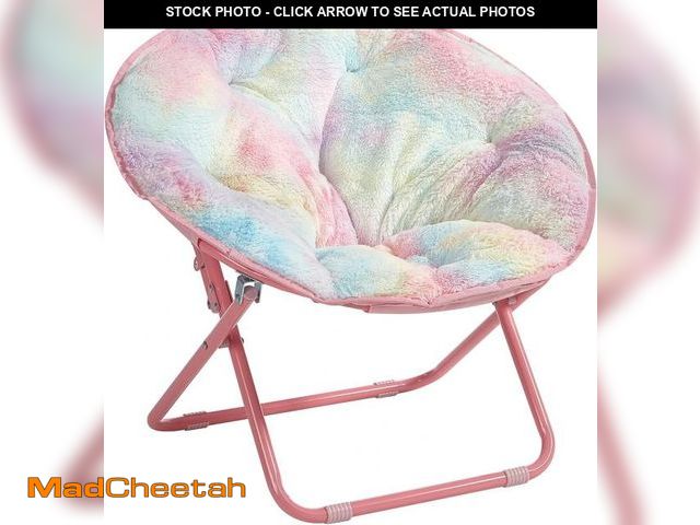 Lot 74-12169105 - Heritage Kids Rainbow Faux Fur Kids Folding Saucer Chair, 23" Frame - USED
