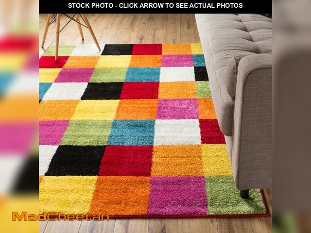 Lot 74-12760613 - Well Woven Modern Rug Squares Multi Geometric Accent Area Rug (3'3" x 5') Entry Way Bright Kids Room...