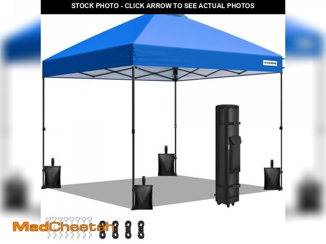 Lot 74-12538562 - VIVOHOME 10x10ft Pop Up Canopy Tent One Push Setup Outdoor Portable Shelter Tent Heavy Duty with Whe...