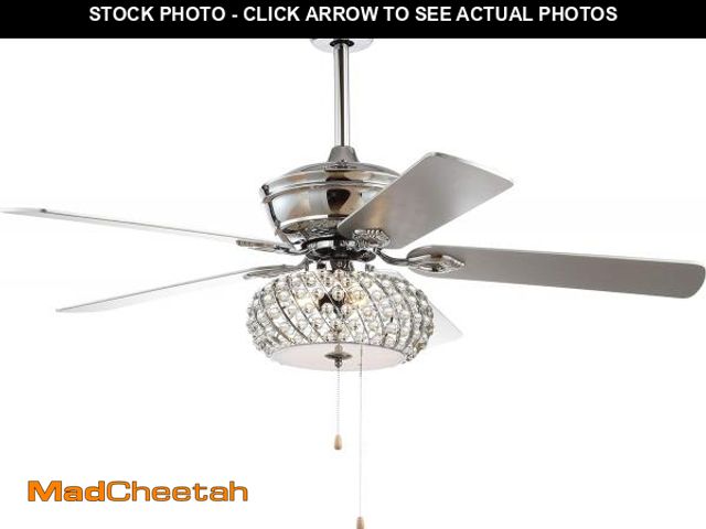 Lot 74-12097192 - JONATHAN Y JYL9600A Crista 52" 3-Light Metal/Wood LED Ceiling Fan, Transitional, Glam, Classic, Mode...