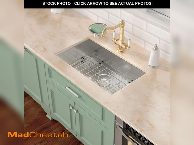 Lot 74-12663323 - (MISSING BASKET STRAINER,BOTTOM GRID) 30 in. x 18 in. Single Bowl Undermount 16-Gauge Stainless Stee...