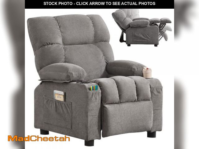 Lot 74-12158205 - JONPONY Kids Recliner Chair,Push Back Toddler Recliner with Cup Holders &amp; Side Pockets,Adjustabl...