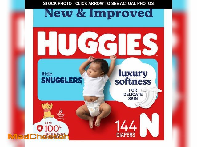 Lot 74-14348804 - Huggies Size Newborn Diapers, Little Snugglers Baby Diapers, Size Newborn (up to 10 lbs), 144 Count,...