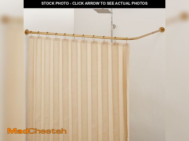 Lot 74-13959369 - Crkmire Gold Corner Shower Curtain Rod, [39"-69"] x [55"-85"] Adjustable L Shaped Shower Rod No-Sagg...