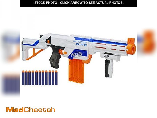 Lot 74-12096369 - NERF N-Strike Elite Retaliator Blaster, Stock, Grip, Barrel, 12-Clip, 12 Darts, Outdoor Toys for Kid...