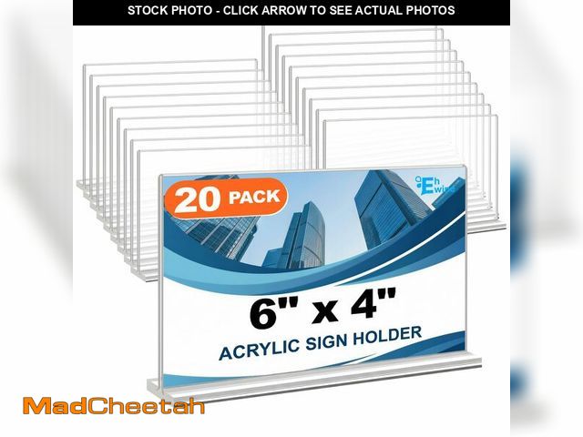 Lot 74-14333526 - EHWINE Acrylic Sign Holder 4 x 6 Horizontal, 20 Pack Double-Sided Stand up Table Top Sign Holders, C...
