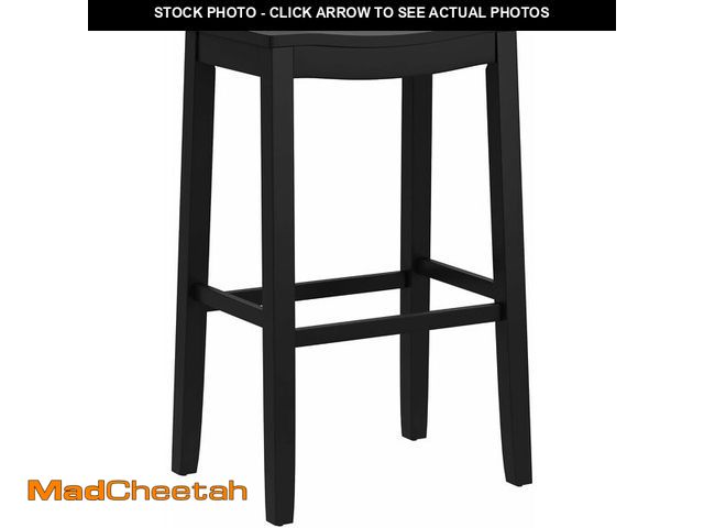 Lot 74-13733774 - Hillsdale Fiddler Wood Backless Bar Height Stool with Saddle-Style Seat, Black - UNUSED