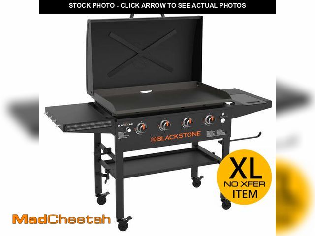 Lot 74-13757954 - Blackstone Original 4-Burner 36" Natural Gas Omnivore Outdoor Griddle with Hood and Folding Side She...