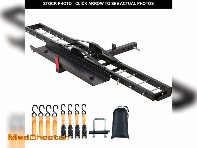 Lot 74-12689141 - VEVOR Motorcycle Carrier, 600 LBS Steel Motorcycle Carrier Hitch Mount with 47" Longer Ramp, Scooter...