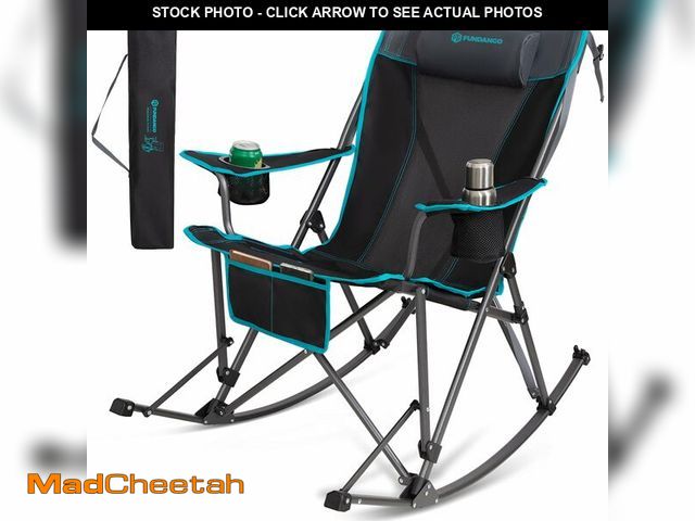 Lot 74-12569754 - FUNDANGO Rocking Camping Chair, High Mesh Back Portable Folding Camp Chairs with Pillows, Cup Holder...
