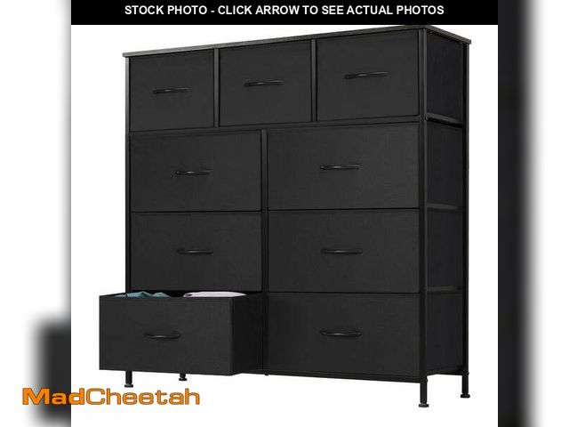 Lot 74-14259222 - EDX 9 Drawer Dresser, Wide Chest of Drawers Nightstand Storage Tower Storage Fabric Dresser with Woo...