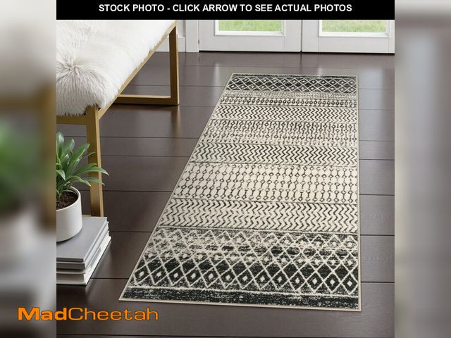 Lot 74-14337541 - Nailttos Moroccan Washable Rug for Entryway, 2x4 Black Distressed Non-Slip Door Mat Indoor Entrance,...