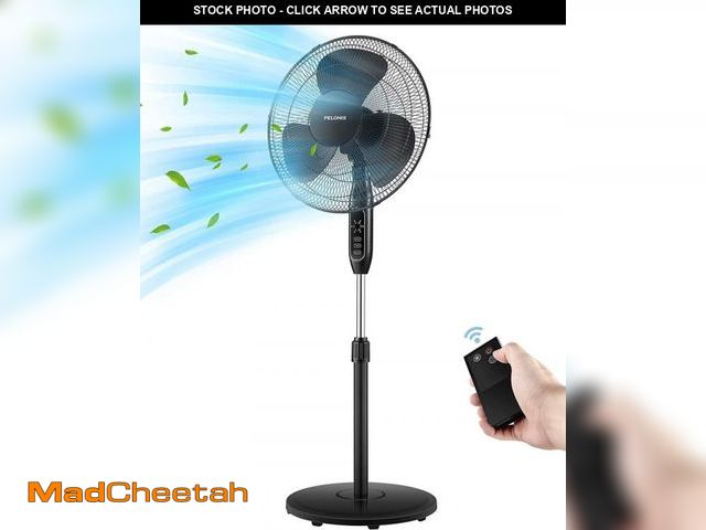 Lot 74-12487145 - PELONIS 16 Pedestal Remote Control Oscillating Stand Up Fan 7-Hour Timer 3-Speed and Adjustable Heig...
