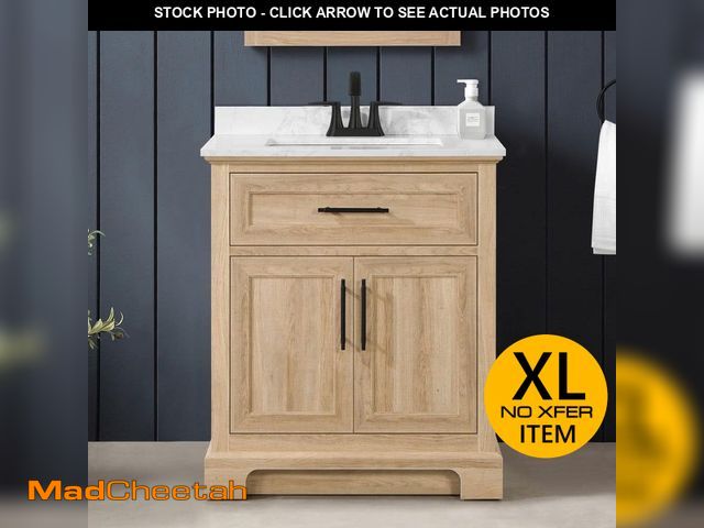 Lot 74-12869623 - (MISSING MARBLE TOP, BASE ONLY) Home Decorators Collection Doveton 30 in. Single Sink Freestanding W...