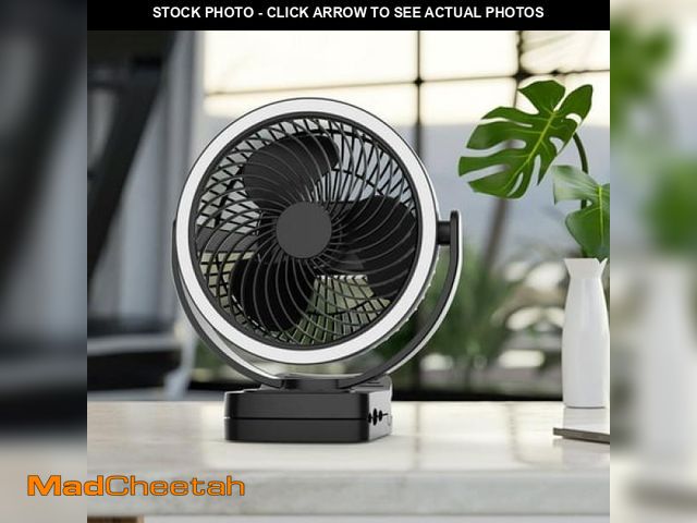 Lot 74-12421563 - Mainstay 7  Rechargeable USB Clip and Table Fan with LED Black - USED