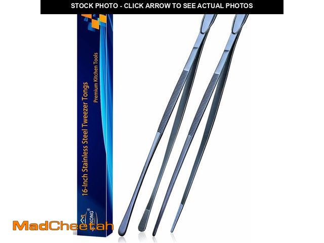 Lot 74-12604130 - JETKONG 2 Pcs 16-Inch Heavy Duty Cooking Tweezers Extra Long Stainless Steel Kitchen Tweezers Large ...