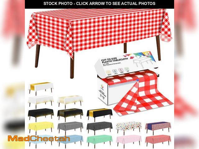 Lot 74-14379505 - CXPSINC 54 Inch X 300 Feet Plastic Table Cover Roll Disposable Tablecloth with Slide Cutter for All ...