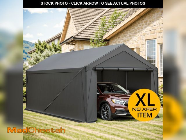 Lot 74-12645993 - Grezone 10 x 20 ft Outdoor Canopy Carport Portable Car Tent Garage, Grey - UNUSED