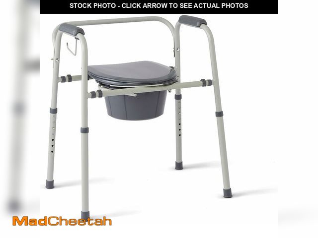 Lot 74-14067439 - Medline 3-in-1 Steel Adjustable Bedside Commode w/ Microban Protection, Portable Bedside Toilet, 350...