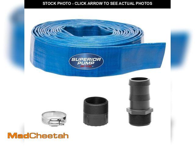 Lot 74-14367143 - Superior Pump 1-1/2 in. x 25 ft. Lay-Flat Discharge Hose Kit - UNUSED