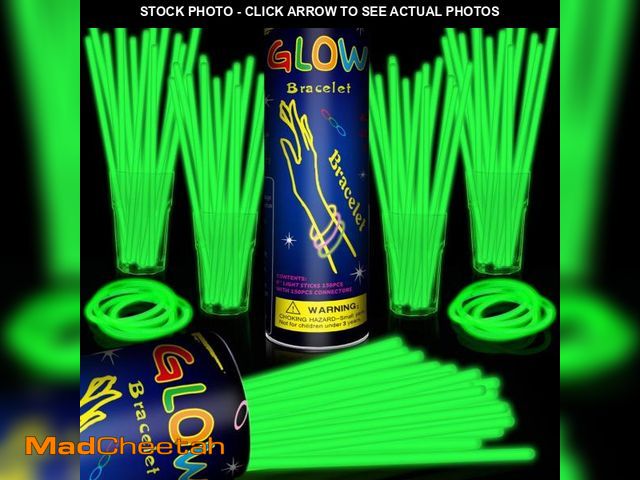 Lot 74-12443006 - Taikula 200 Pack 8'' Glow Sticks Bulk Party Favors Green Light Up Sticks with Connectors Neon Glow i...