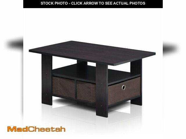 Lot 74-13733741 - Furinno Andrey Coffee Table with Bin Drawer, Dark Walnut - USED