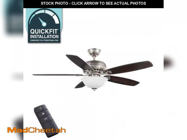 Lot 74-12495735 - Hampton Bay Southwind II 52 in. Indoor LED Brushed Nickel Ceiling Fan with Light Kit, Reversible Bla...