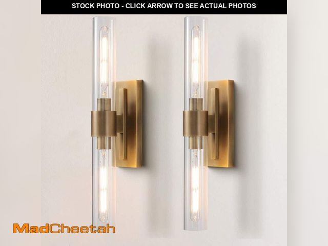 Lot 74-13692793 - YUYI 24.8 in. 2-Light Antique Gold Wall Sconce, Vanity light, Modern Wall Light for Living Room, Bat...