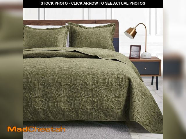 Lot 74-13778586 - Love's cabin King Size Quilt Bedding Set Green Bedspreads - Bed Summer Lightweight Bedspread Comfort...