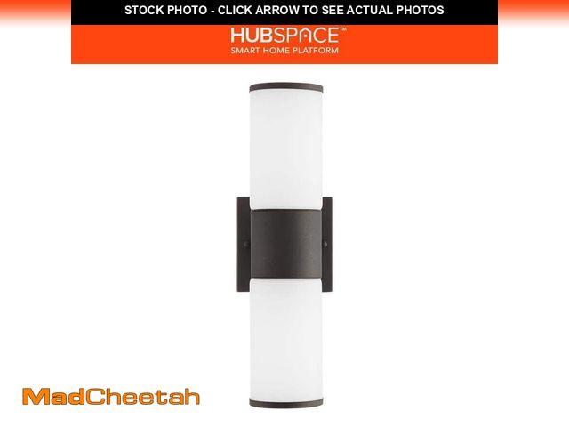 Lot 74-12581728 - (MISSING TOP GLASS) Hampton Bay Hartford 14.25 in. Millennium Black Hardwired LED Smart Cylinder Out...