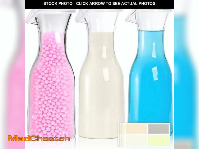 Lot 74-13632212 - YIMITEE 3 Pack Laundry Detergent Dispenser with 5 Labels, 40 OZ Plastic Fabric Softener Bottle, Reus...