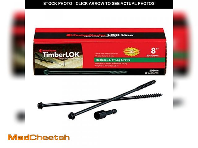 Lot 74-12410912 - FastenMaster TimberLOK Structural Wood Screws - 8 inch wood screws with hex head - Black (50 Pack) -...