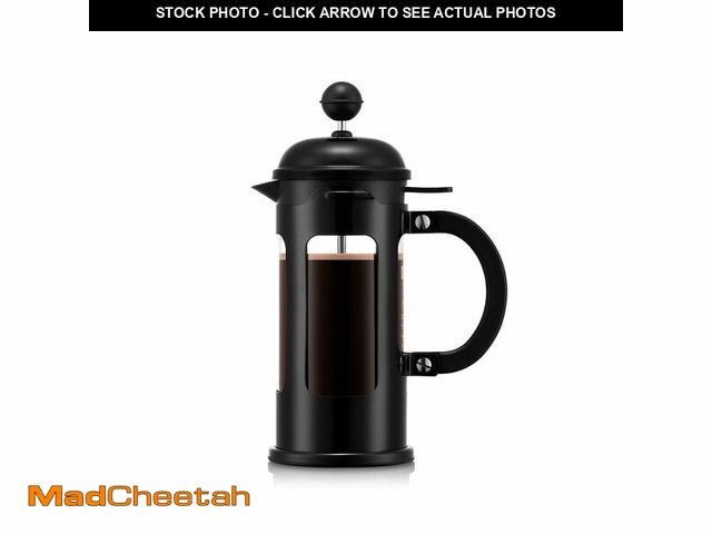 Lot 74-13053603 - Bodum 12oz Chambord French Press w/Locking Lid, High-Heat Borosilicate Glass, Stainless Steel, Black...